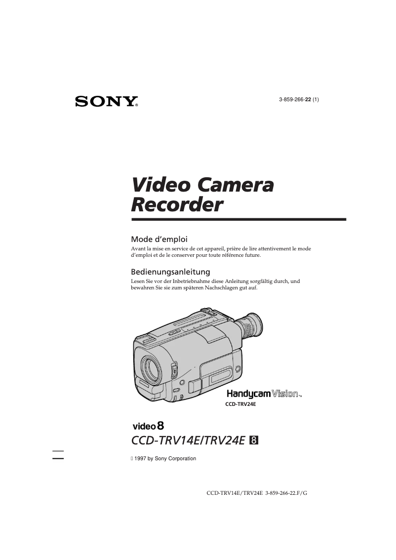 Page 1 de la notice Manuel utilisateur Sony CCD-TRV24E