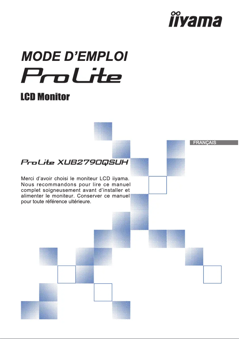 Page 1 de la notice Manuel utilisateur Iiyama ProLite XUB2790QSUH