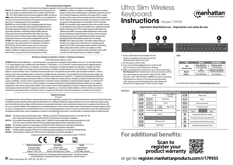 Image de la première page du manuel de l'appareil Ultra Slim Wireless 179935
