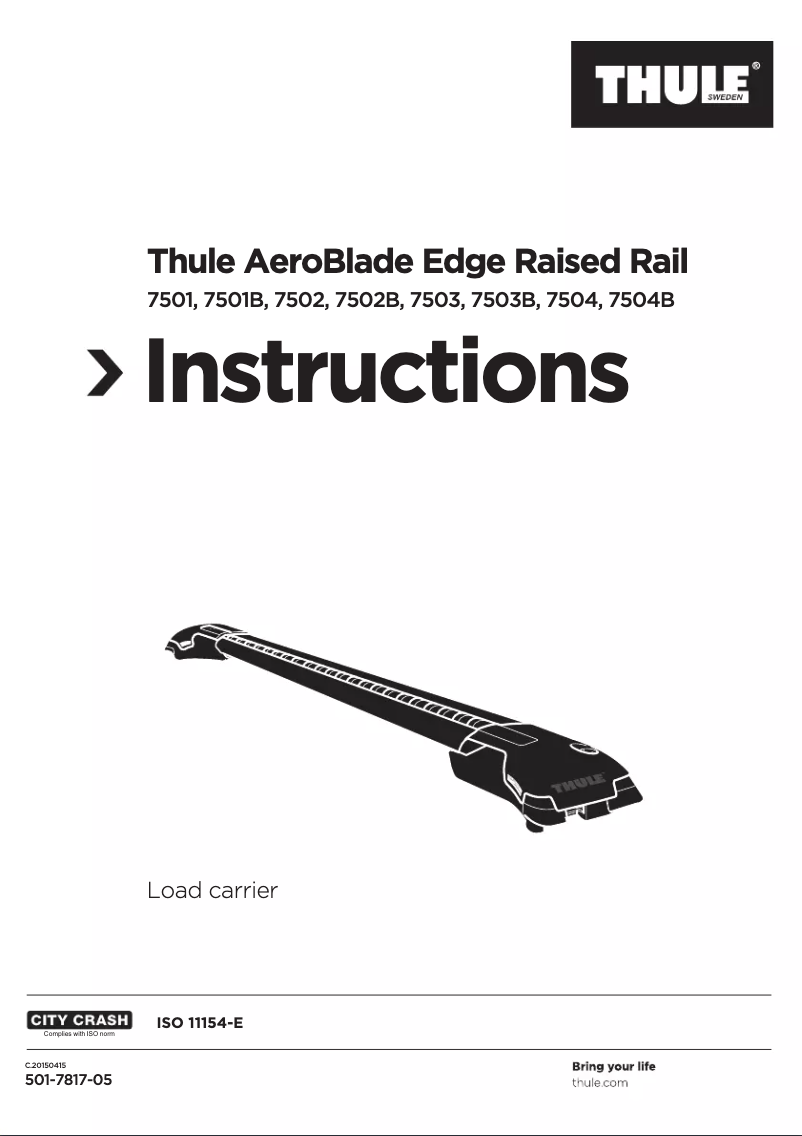 Page n°1 - Manuel utilisateur Thule AeroBlade Edge 7502B