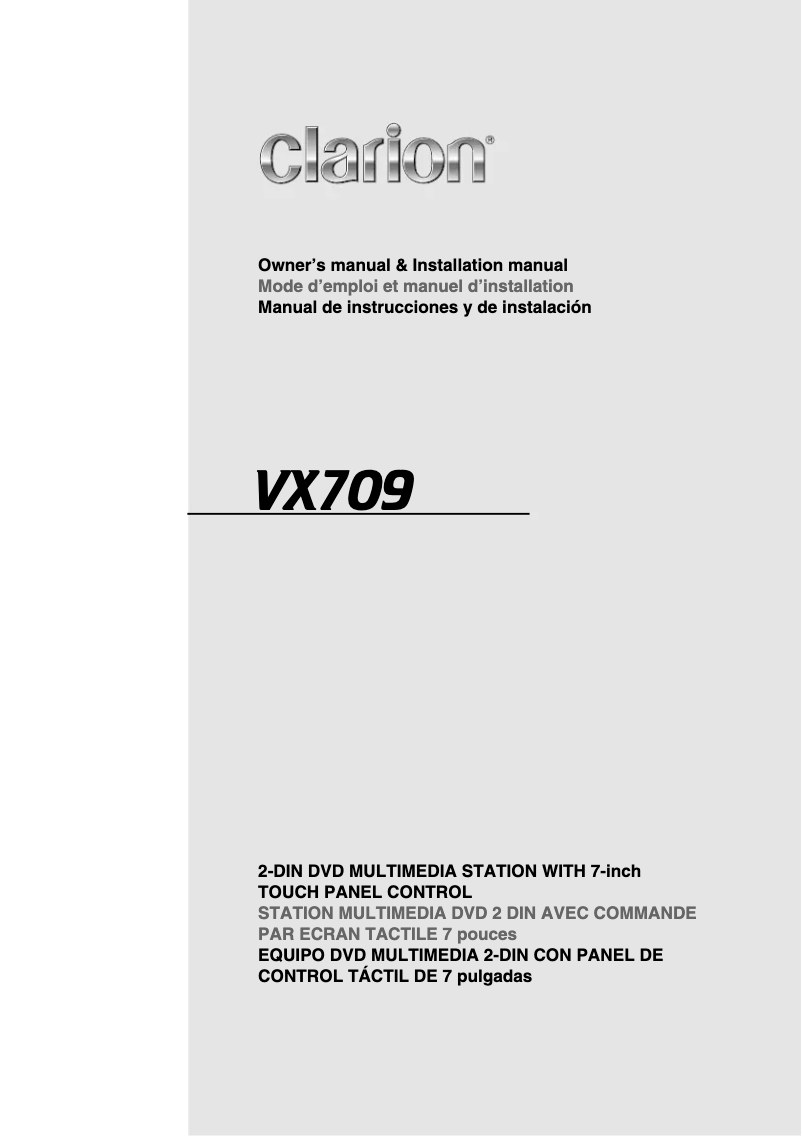 Page n°1 - Manuel utilisateur Clarion VX709