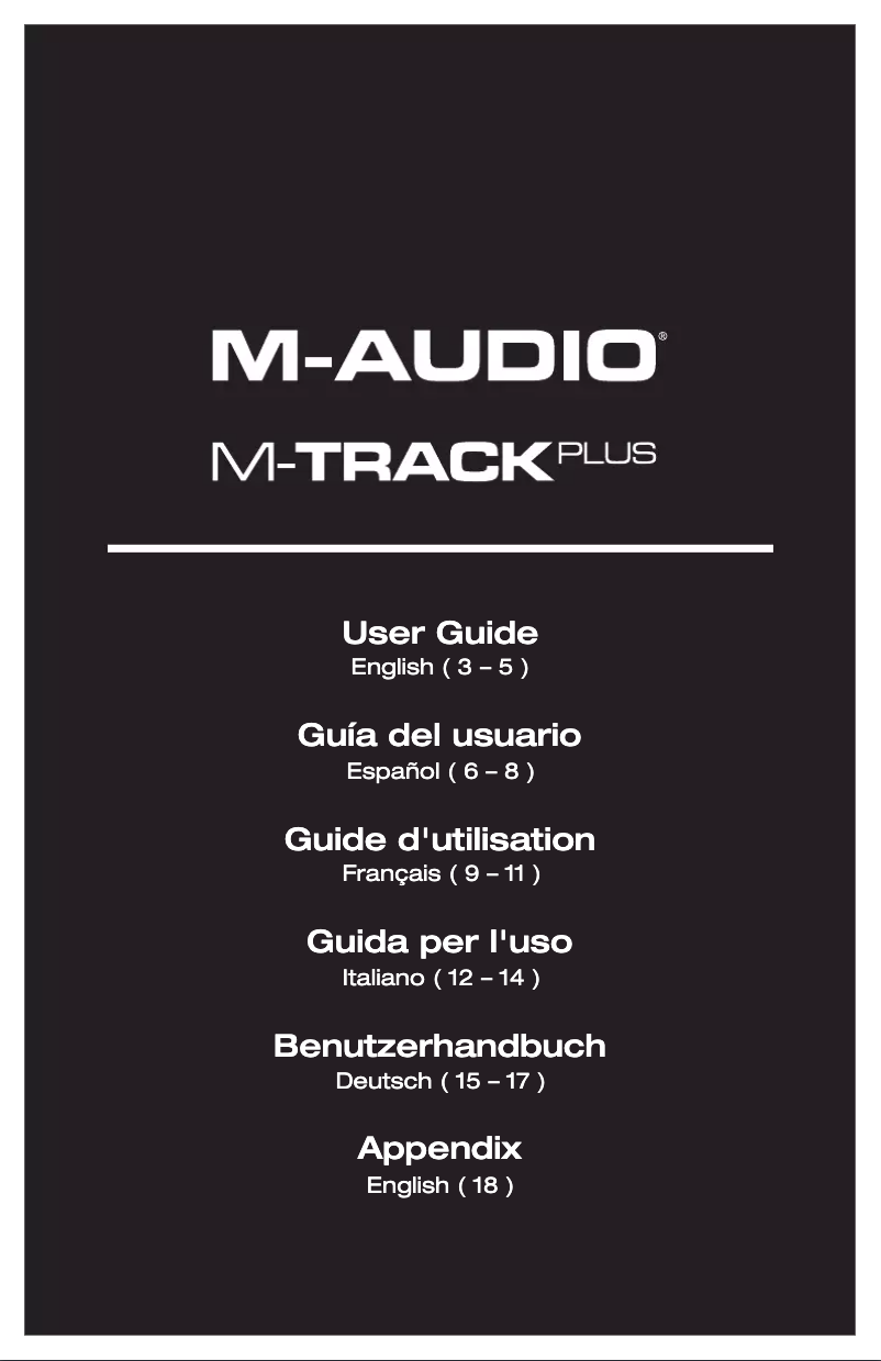 Page n°1 - Manuel utilisateur M-Audio M-Track Plus MKII