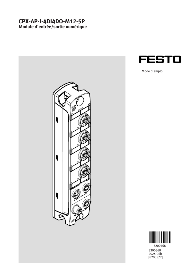 Page 1 de la notice Manuel utilisateur Festo CPX-AP-I-4DI4DO-M12-5P