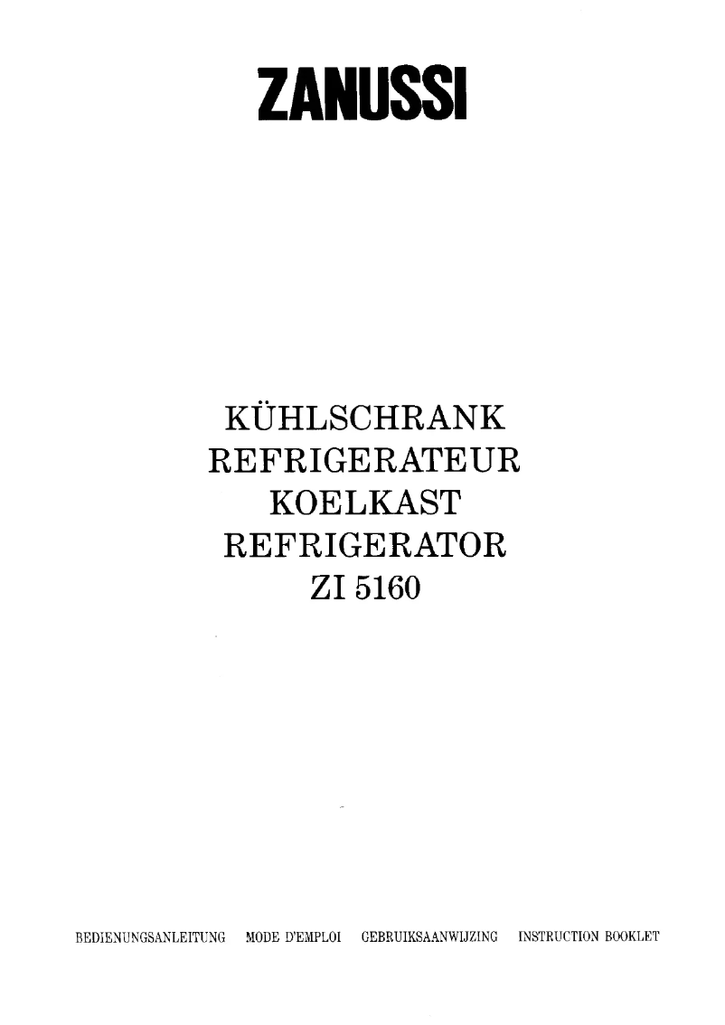 Page 1 de la notice Manuel utilisateur Zanussi ZI 5160