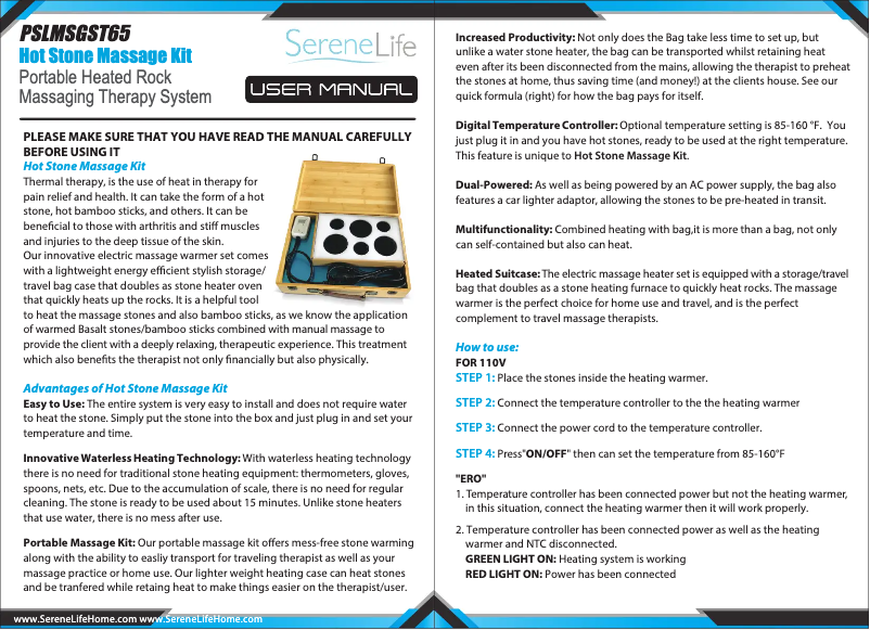 Página 1 del manual Manual de usuario SereneLife PSLMSGST65