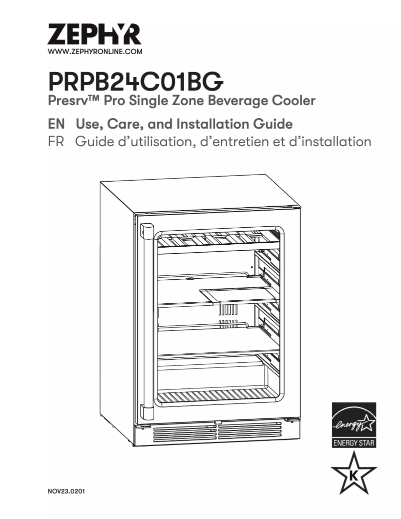 Image de la première page du manuel de l'appareil Presrv PRPB24C01BG