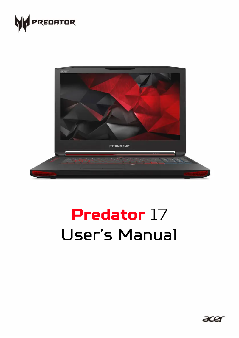 Page 1 de la notice Manuel utilisateur Acer Predator 17 G9-791