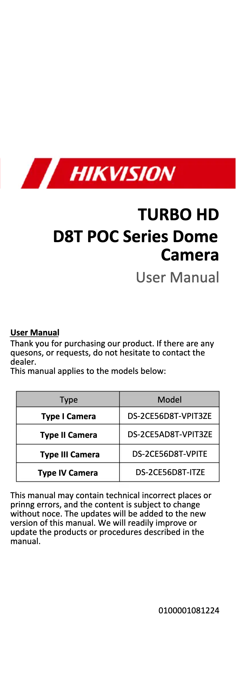Página 1 del manual Manual de usuario Hikvision DS-2CE5AD8T-VPIT3ZE