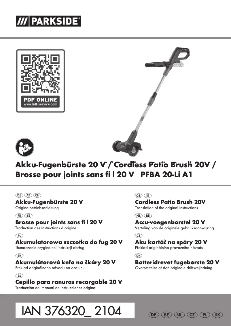 Image de la première page du manuel de l'appareil PFBA 20-Li A1