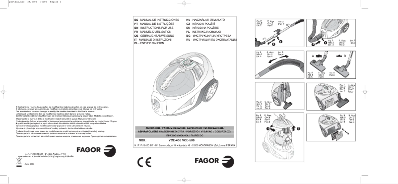Page 1 de la notice Manuel utilisateur Fagor VCE-506SET