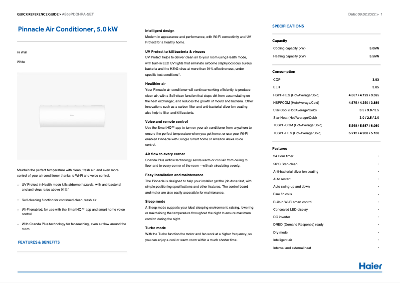 Image de la première page du manuel de l'appareil AS53PDDHRA