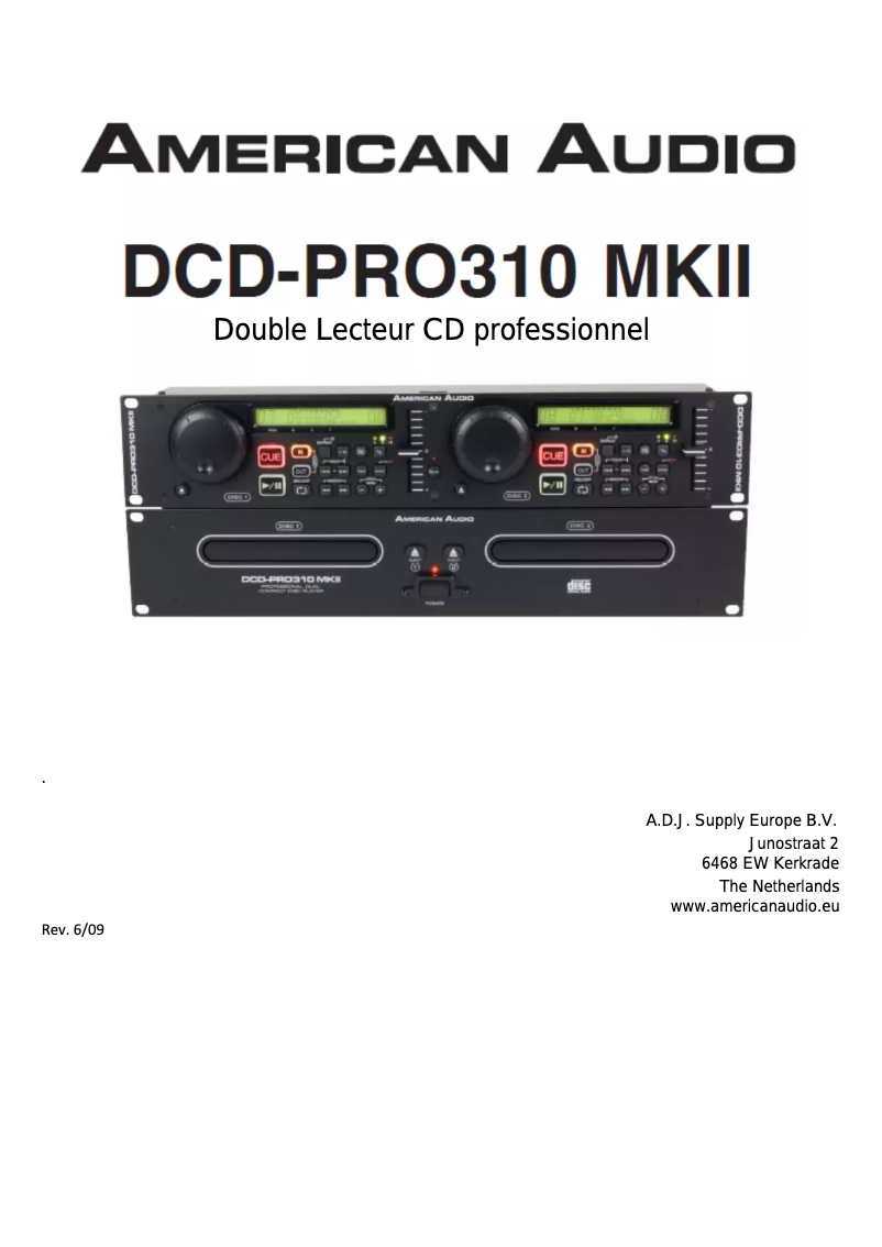 Page 1 de la notice Manuel utilisateur American Audio DCD-PRO310 MKII