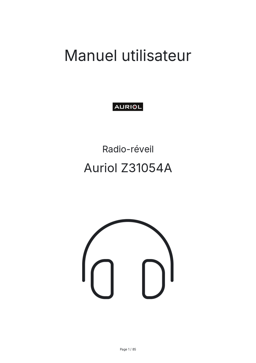 Page n°1 - Manuel utilisateur Auriol Z31054A