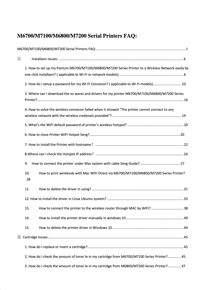 Page n°1 - FAQ Pantum M6700D