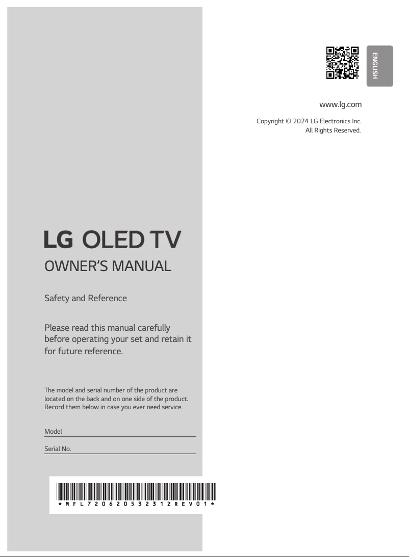 Page 1 of the manual User Manual LG OLED65B4PSA