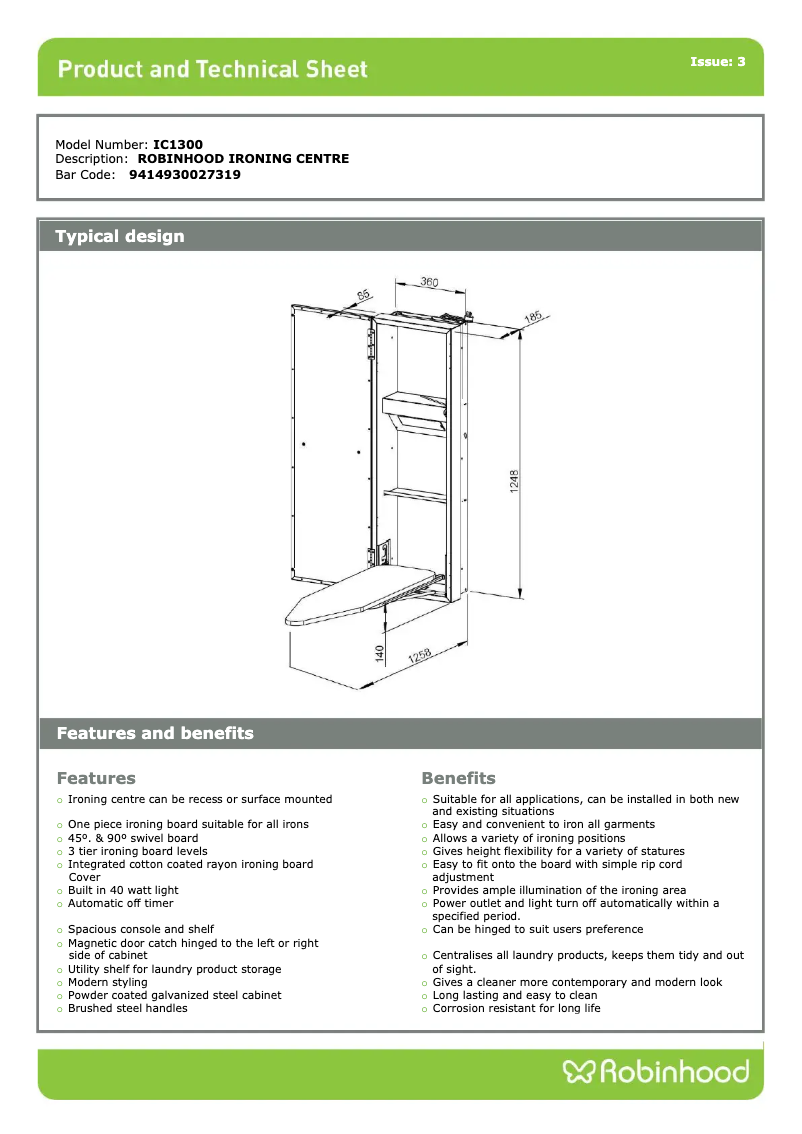 Page n°1 - Fiche technique Robinhood IC1300