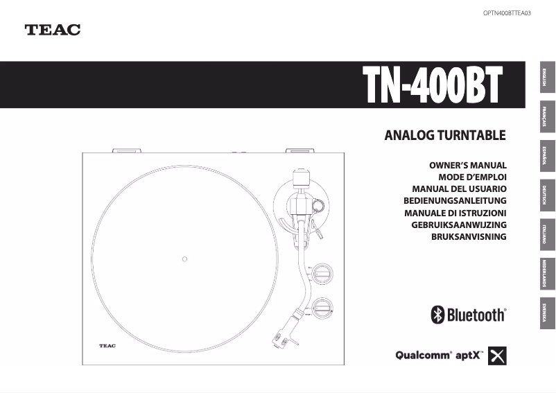 Page n°1 - Manuel utilisateur Teac TN-400BT
