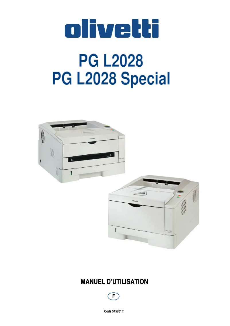 Page n°1 - Manuel utilisateur Olivetti PG L2028 Special