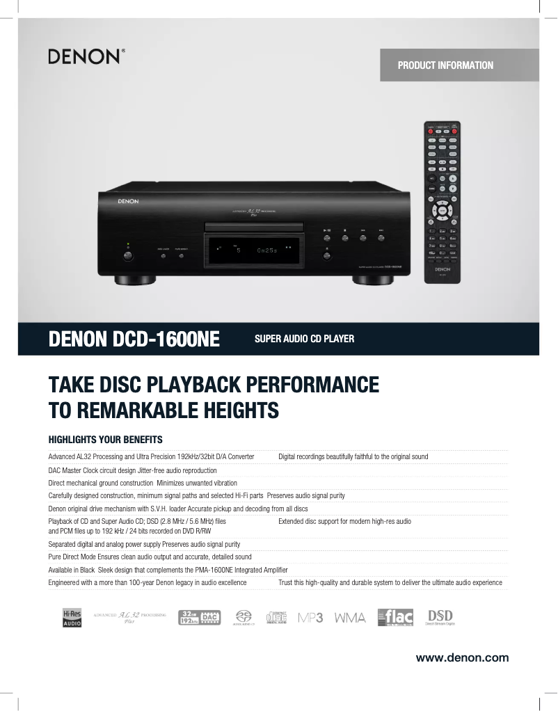 Image de la première page du manuel de l'appareil DCD-1600NE