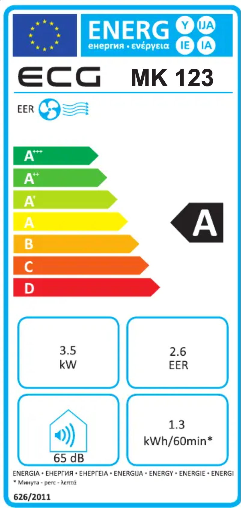 Page 1 of the manual Energy Label ECG MK 123