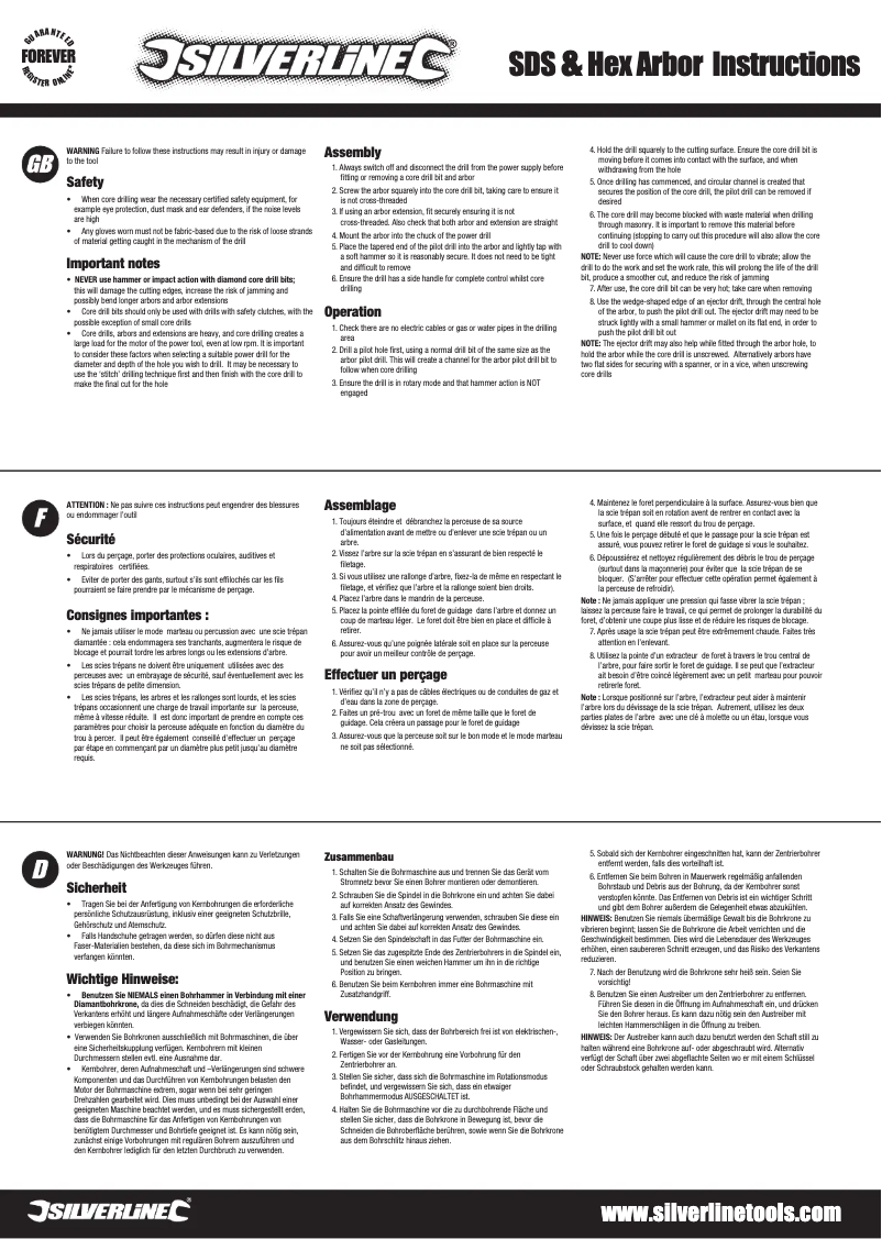 Page 1 de la notice Manuel utilisateur Silverline 719797