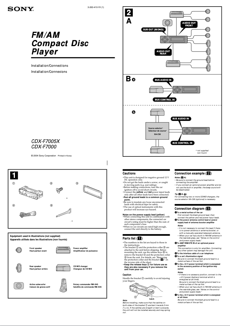Image de la première page du manuel de l'appareil CDX-F7000