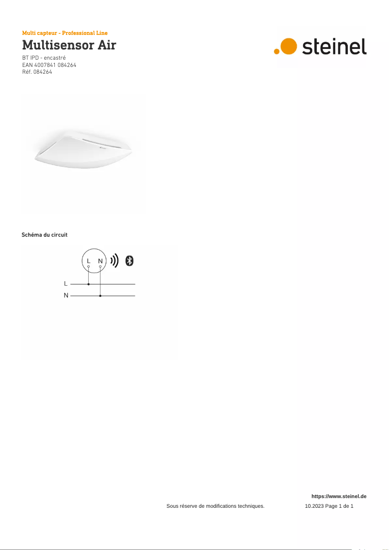 Page 1 de la notice Schéma de câblage Steinel Multisensor Air BT IPD