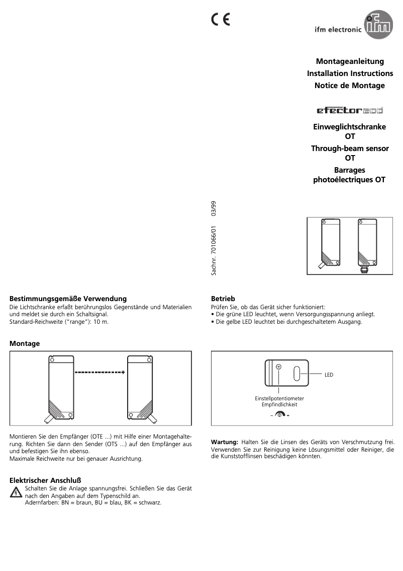 Page 1 de la notice Manuel utilisateur IFM OT5043