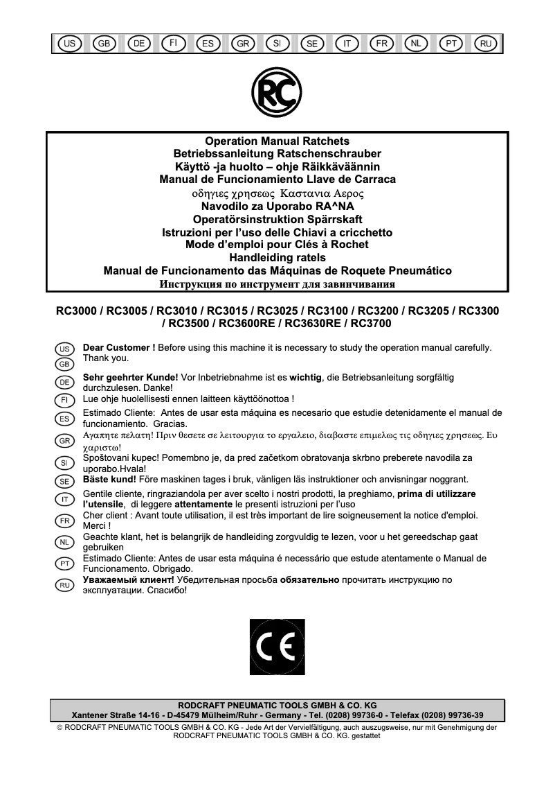 Page n°1 - Manuel utilisateur Rodcraft RC3700