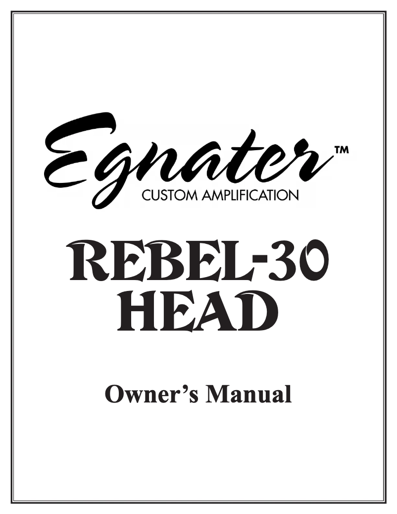 Page n°1 - Manuel utilisateur Egnater Rebel-30 Head
