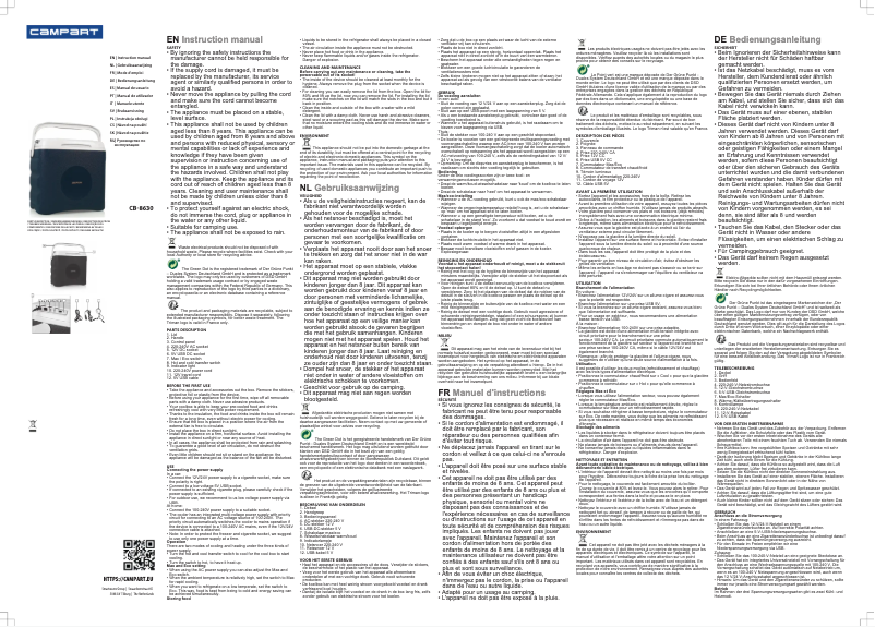 Page n°1 - Manuel utilisateur TriStar CB-8630