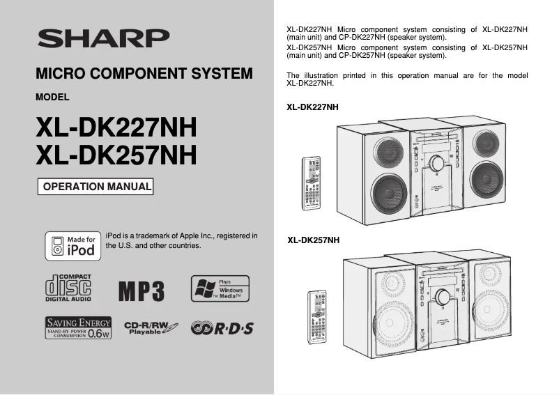 Page 1 de la notice Manuel utilisateur Sharp XL-DK257NH