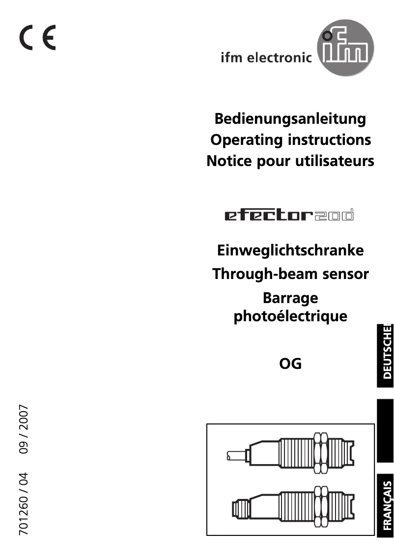 Page 1 de la notice Manuel utilisateur IFM OG0030