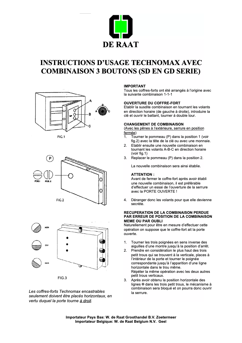 Page n°1 - Manuel utilisateur Technomax SMD