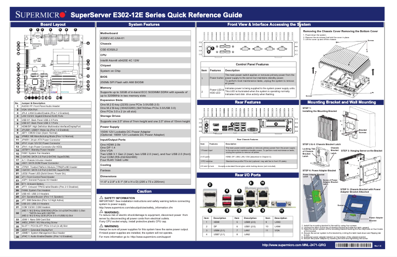 Page 1 de la notice Guide de démarrage rapide Supermicro SuperServer SYS-E302-12E