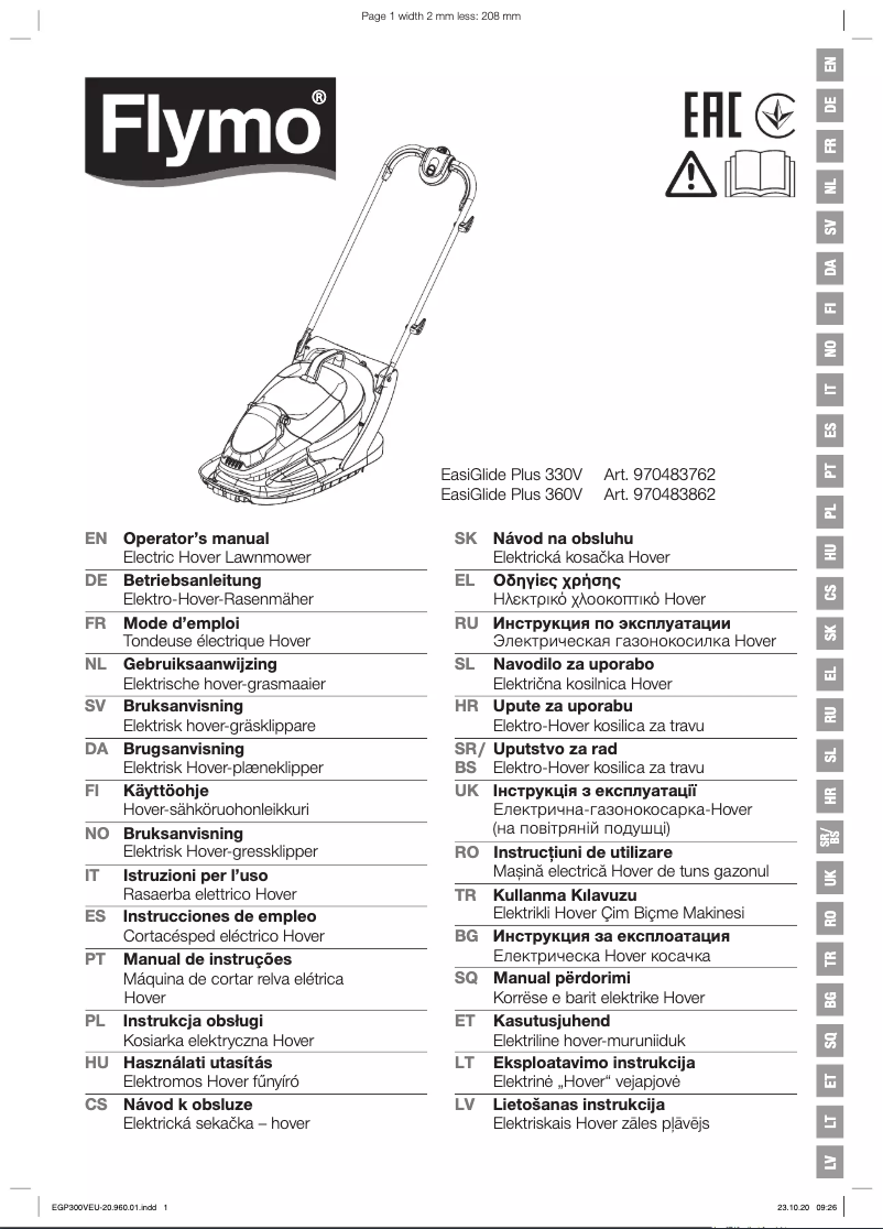 Page n°1 - Manuel utilisateur Flymo EasiGlide Plus 330V