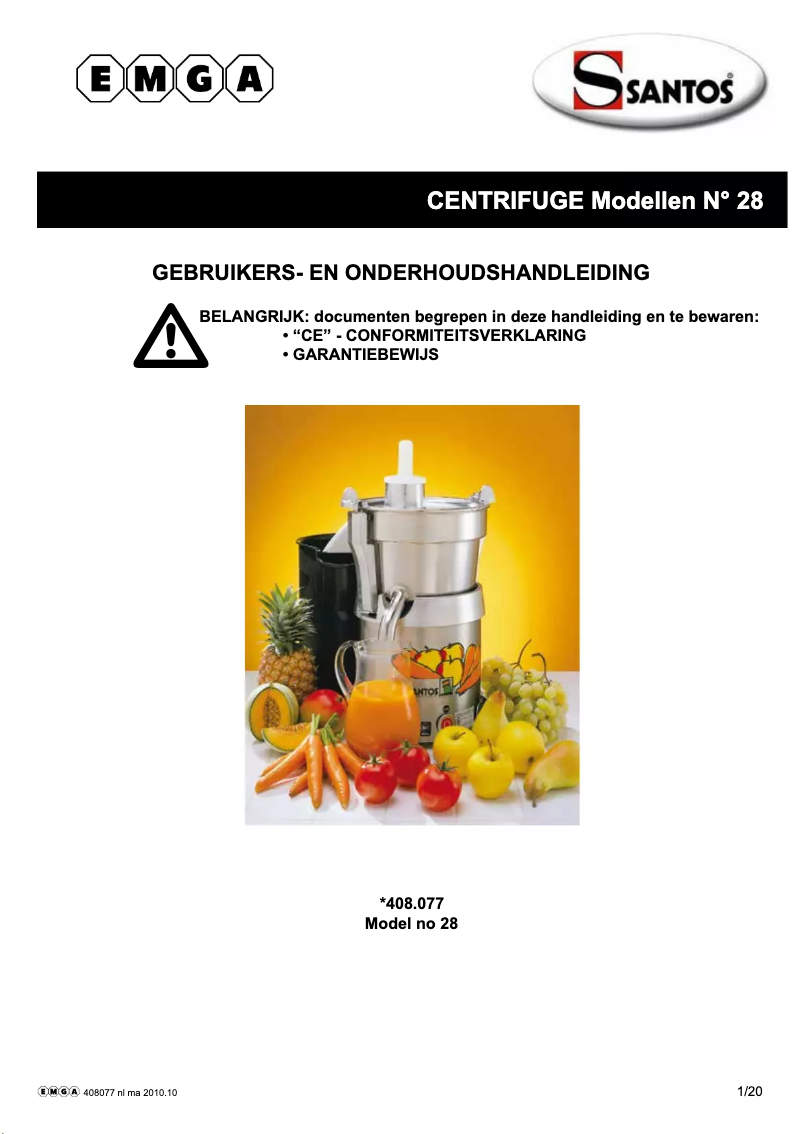 Page 1 de la notice Manuel utilisateur Santos N° 28