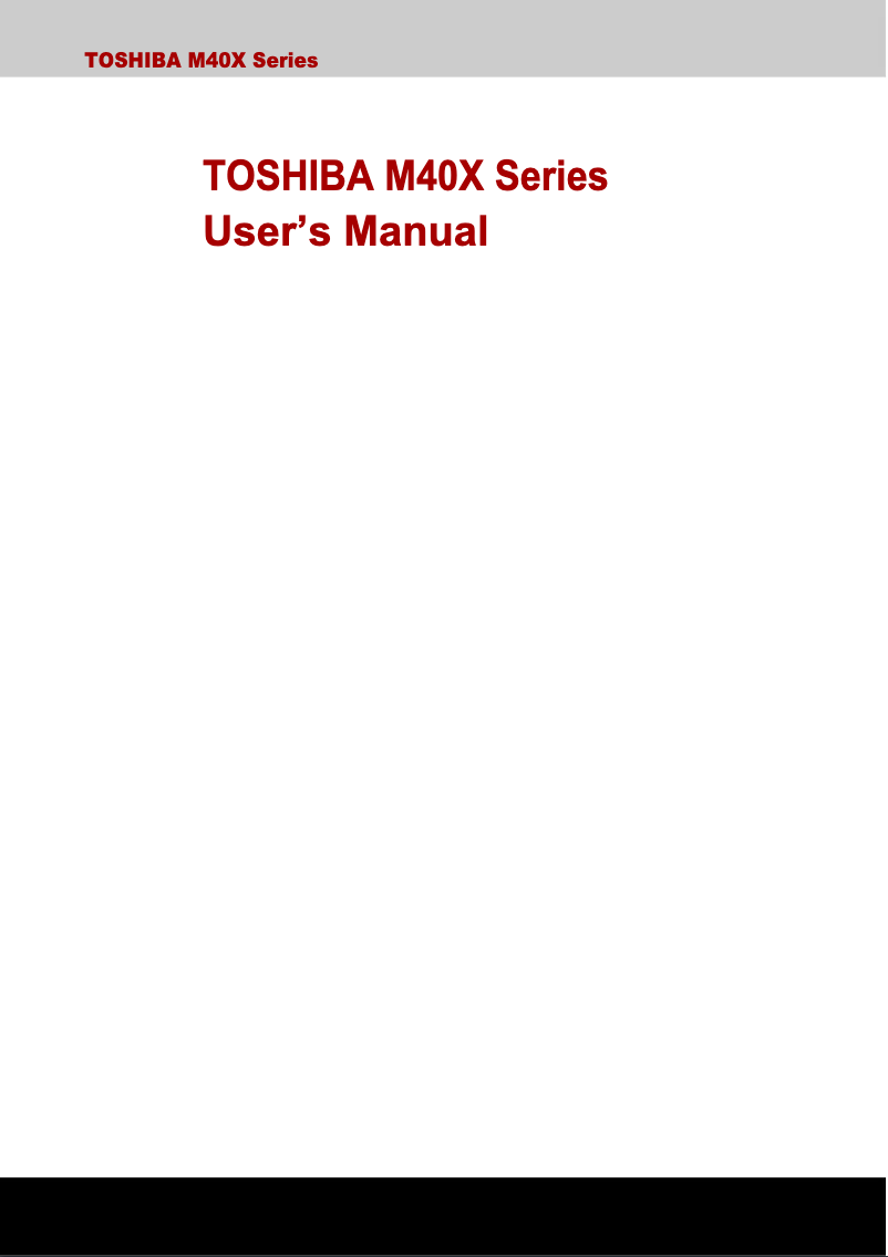 Page n°1 - Manuel utilisateur Toshiba Satellite M40X