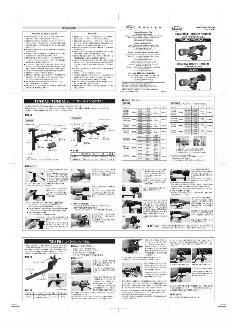 Image de la première page du manuel de l'appareil TSN-DA3-88A