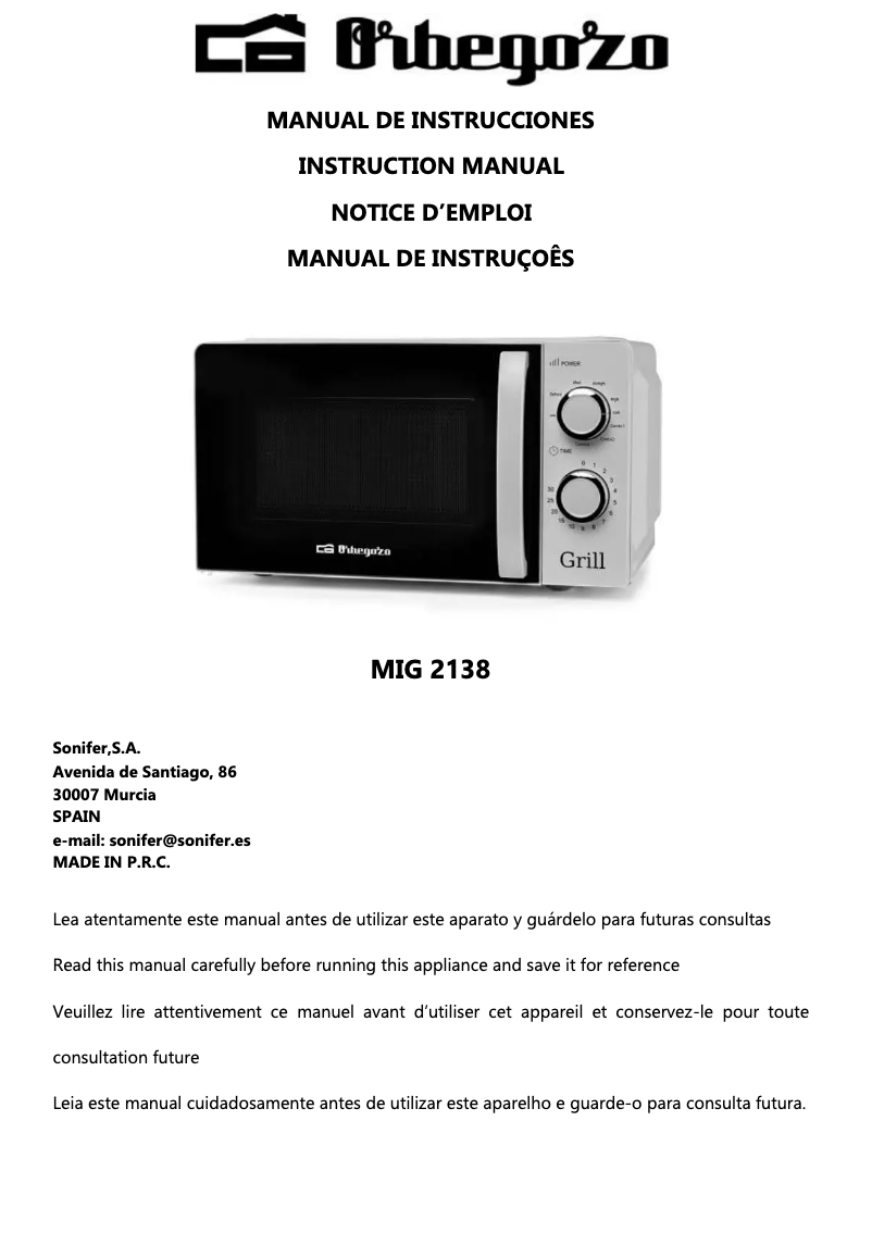 Image de la première page du manuel de l'appareil MIG 2138