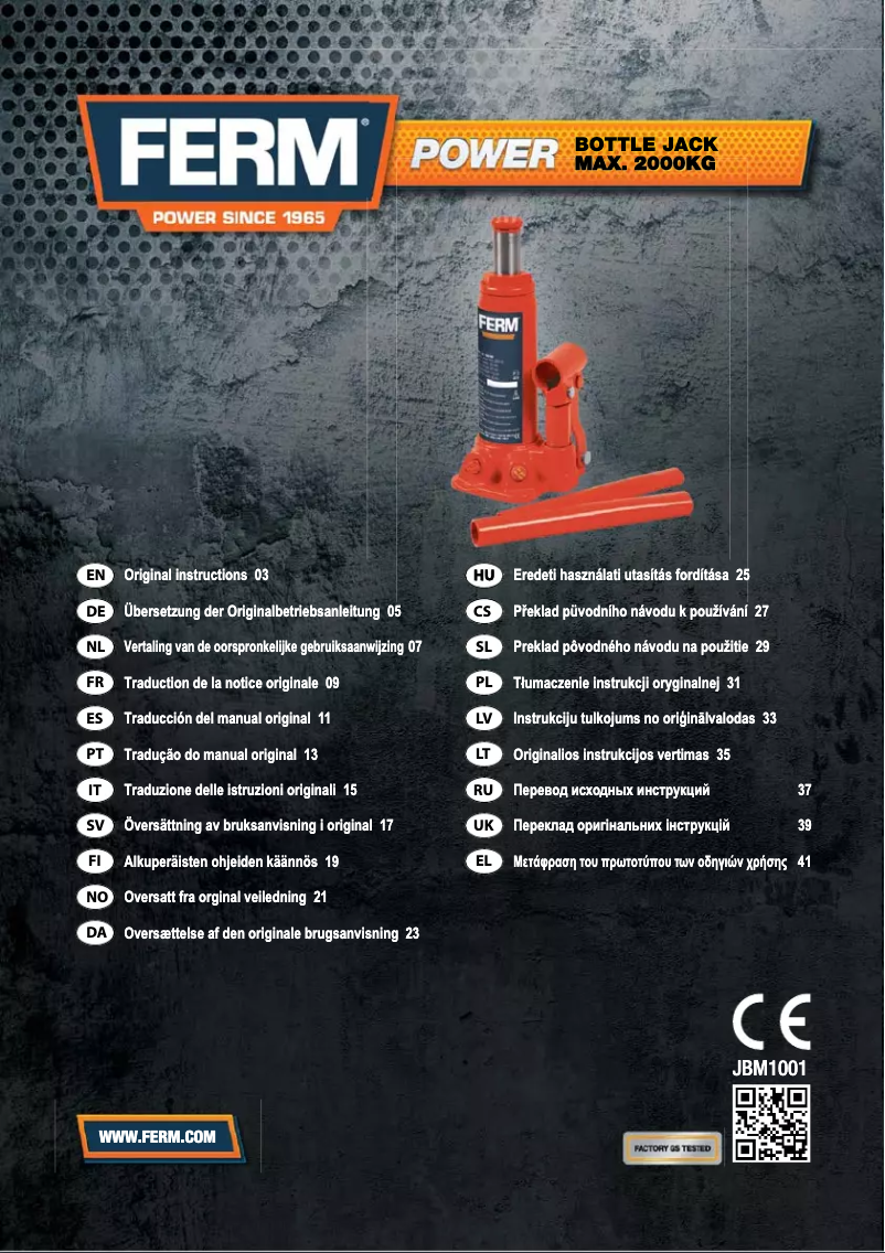 Page n°1 - Manuel utilisateur Ferm JBM1001