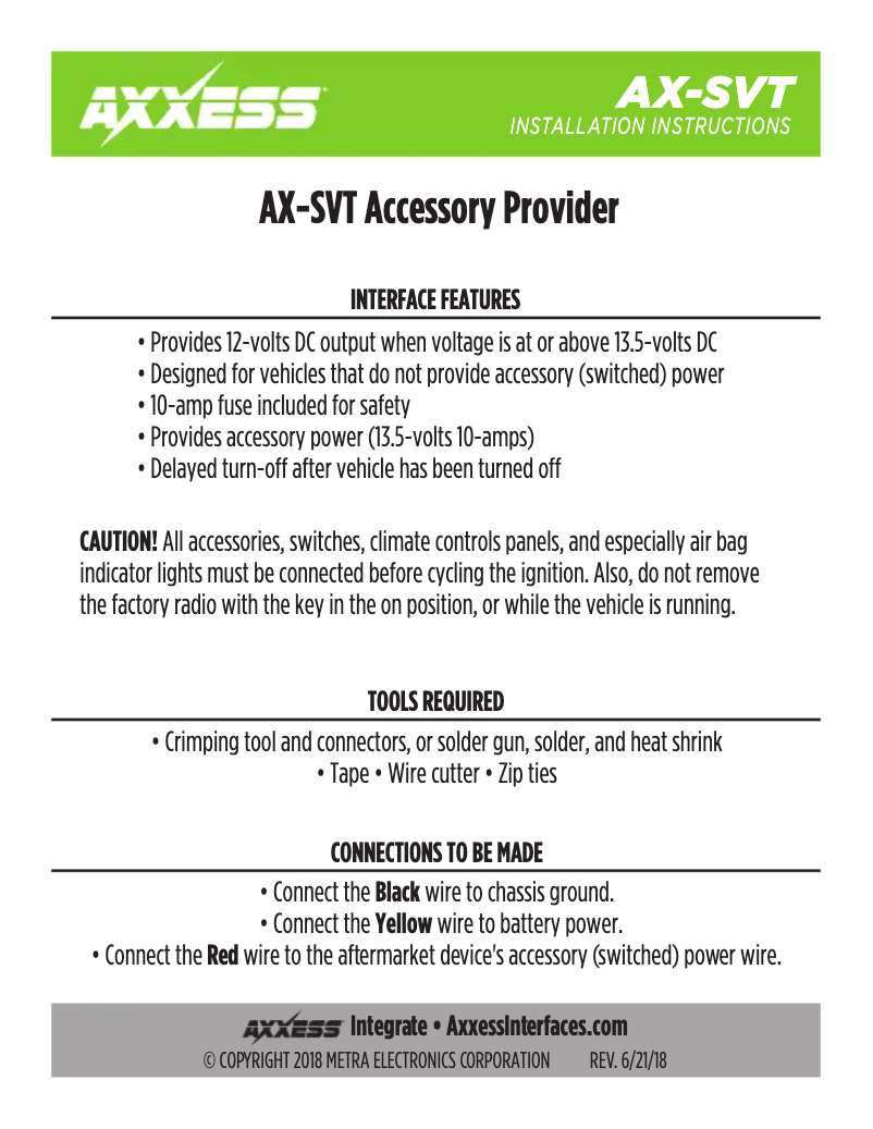Page 1 de la notice Manuel utilisateur AXESS AX-SVT