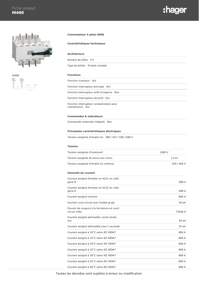 Image de la première page du manuel de l'appareil HI460