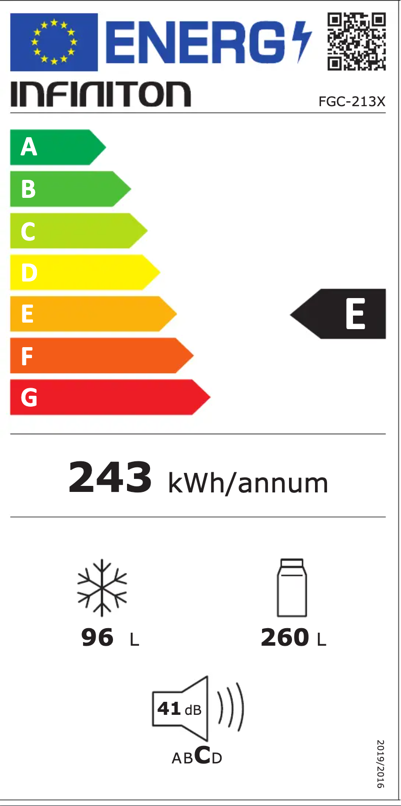 Page 1 de la notice Label énergétique Infiniton FGC-213X