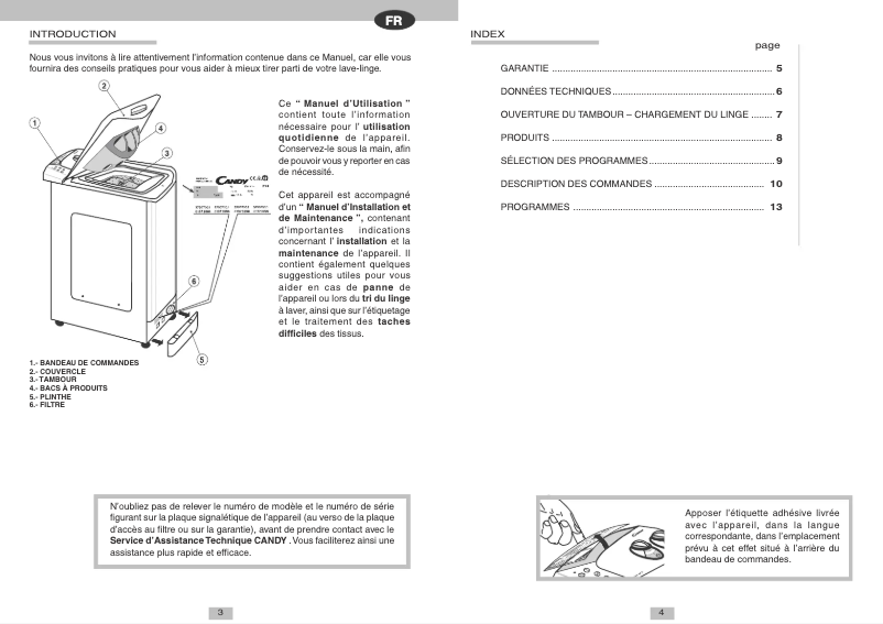 Page 1 de la notice Manuel utilisateur Candy LB CTS55TUNI