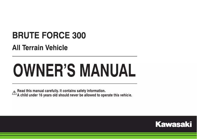Page n°1 - Manuel utilisateur Kawasaki Brute Force 300 (2018)