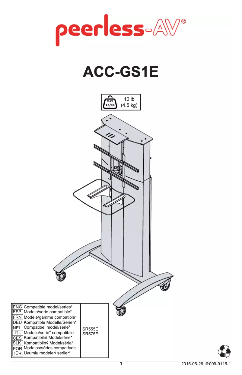 Page 1 de la notice Manuel utilisateur Peerless-AV ACC-GS1E