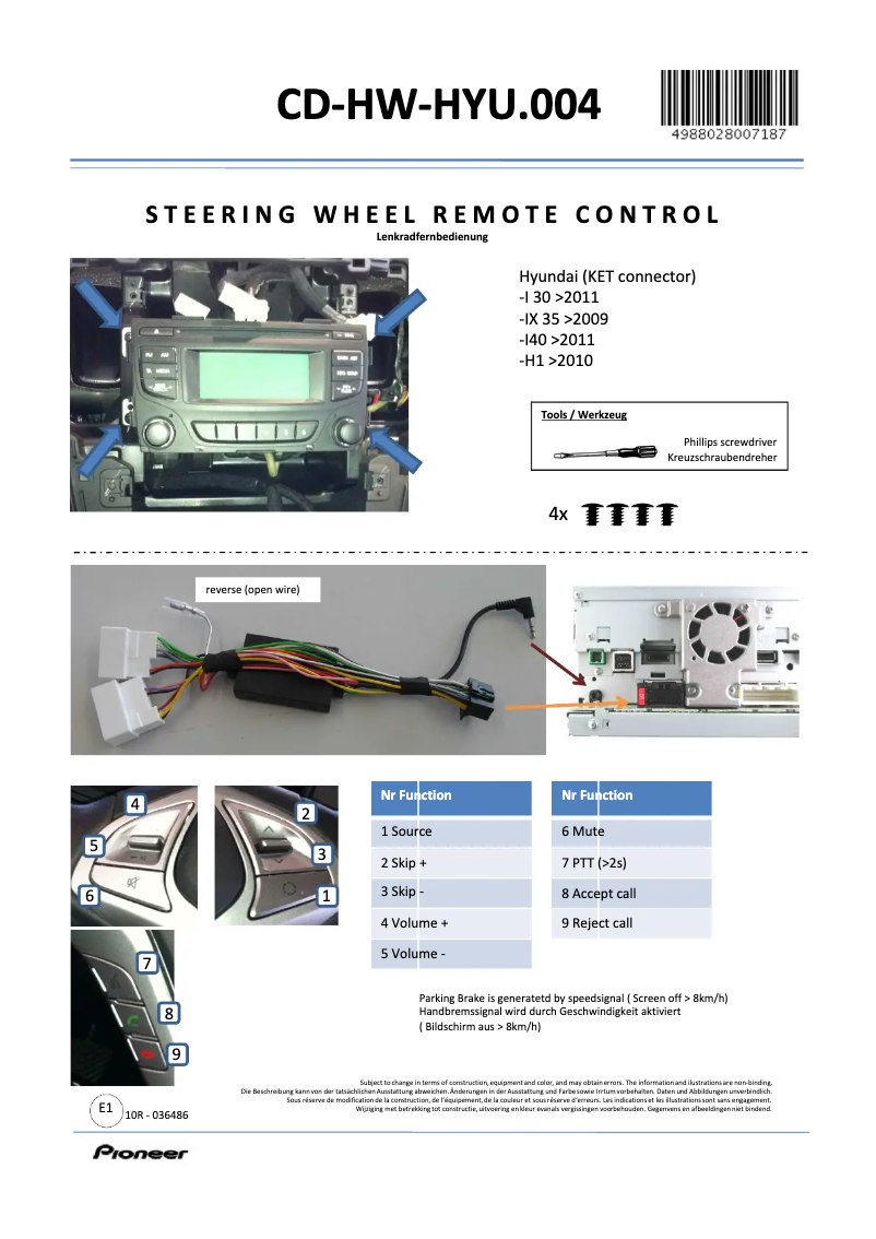 Page n°1 - Manuel utilisateur Pioneer CD-HW-HYU.004