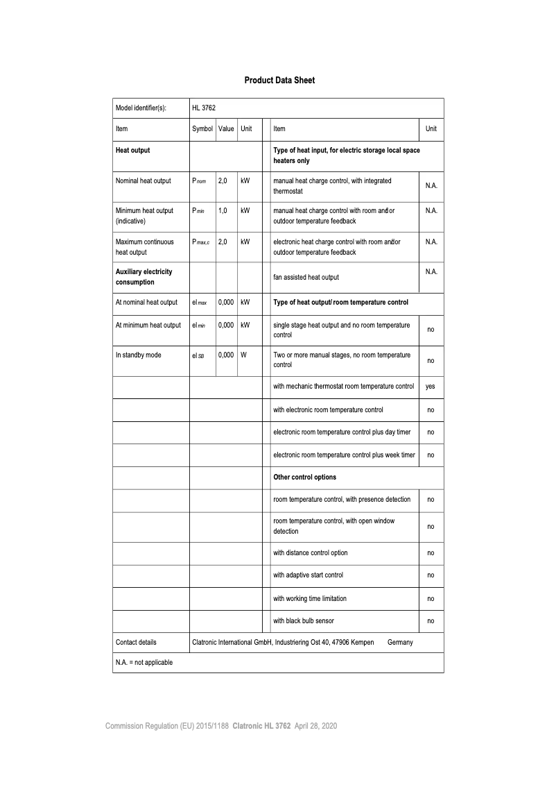 Page 1 de la notice Manuel utilisateur Clatronic HL 3762