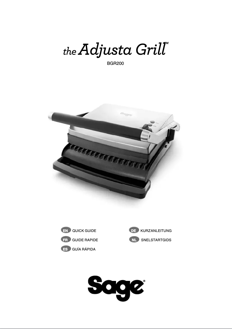 Page 1 de la notice Manuel utilisateur Sage the AdjustaGrill BGR200